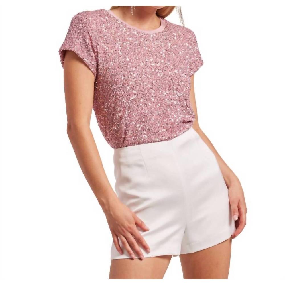 NEW GENERATION LOVE kai sequin top in light pink - Picture 2 of 5